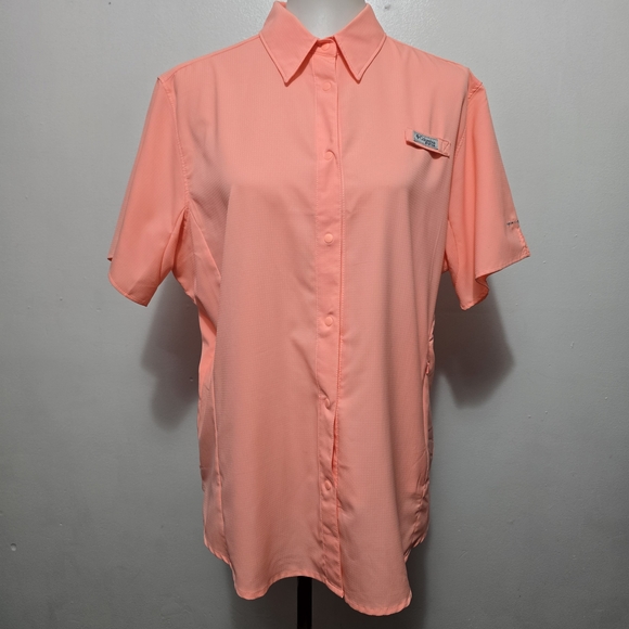 Columbia PFG Tamiami™ II Tiki Pink Short Sleeve Fishing Shirt Size XL Utility - Picture 2 of 7